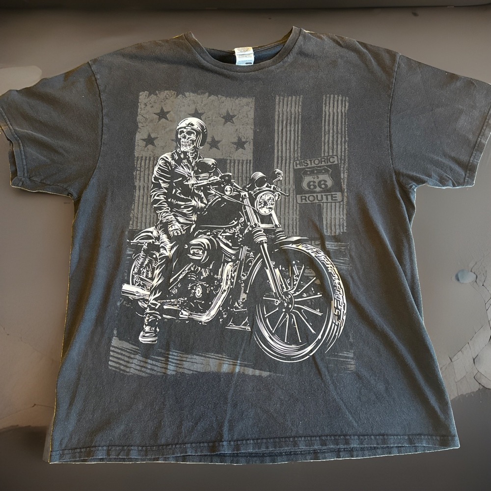 Delta T Shirt Mens Medium Black Motorcycle Skeleton Biker Tee Grunge Rocker Gang